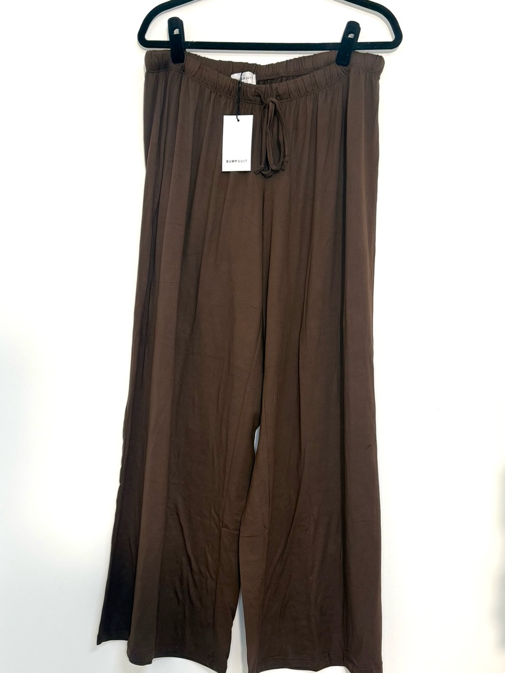 Bumpsuit Chocolate Brown Wide Leg Cloud Pants Crop Long Sleeve Tee Shirt NWT - Picture 3 of 7